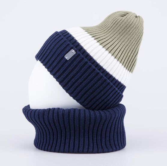 07711925-41 Шапка и снуд темно-синий для мальчики темно-синий фото №2