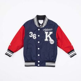 07757053-40 Куртка-бомбер для мальчика синий-красный для универсальные синий + красный