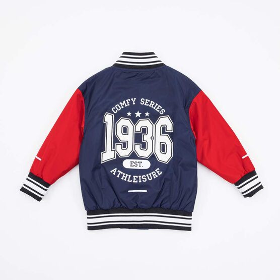 07757053-40 Куртка-бомбер для мальчика синий-красный для универсальные синий + красный фото №2