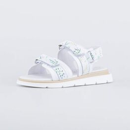 623026-21 Белые босоножки на липучках Цветы для девочки белый