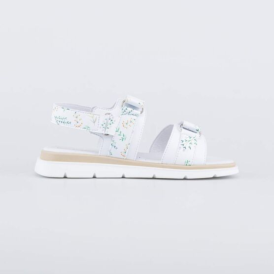 623026-21 Белые босоножки на липучках Цветы для девочки белый фото №2