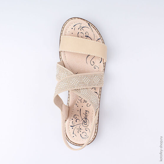 724009-21 Босоножки для девочки бежевый фото №4
