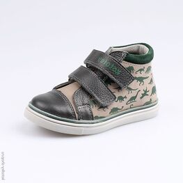 352163-21 Ботинки для мальчики сер-зел