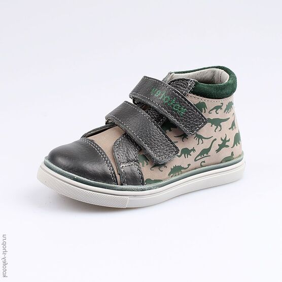 352163-21 Ботинки для мальчики сер-зел