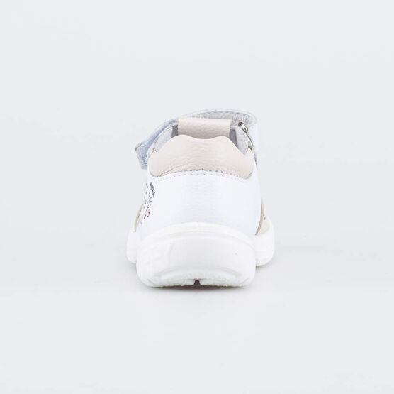 122229-21 Кожаные сандалии Пломбир для девочки белый + бежевый фото №5