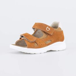 122230-22 Кожаные сандалии для мальчика Горчичный для мальчики горчичный