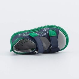 122233-21 Кожаные сандалии на липучках Игра для мальчики синий + зеленый фото №4