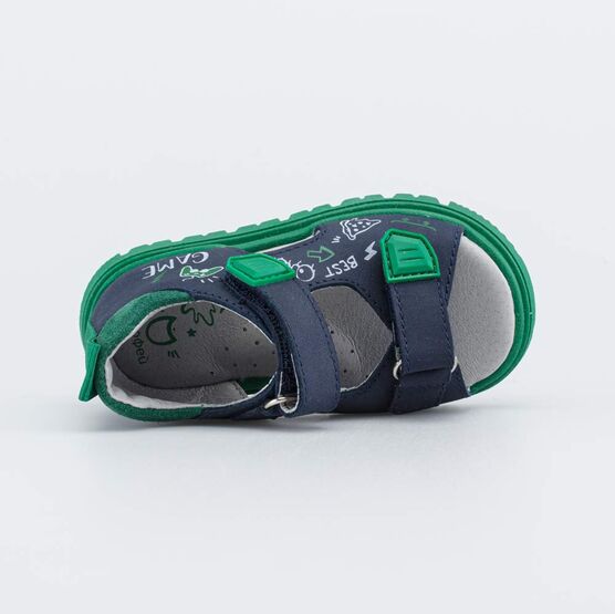 122233-21 Кожаные сандалии на липучках Игра для мальчики синий + зеленый фото №4