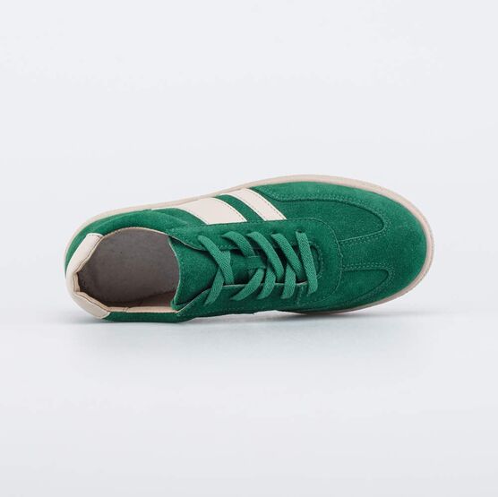 732400-22 Зеленые велюровые полуботинки-кеды для мальчики зеленый + бежевый фото №4