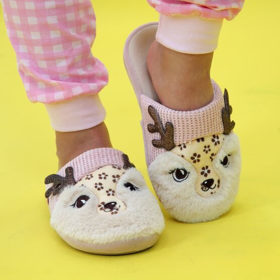 531319-11 Домашние тапочки Оленёнок для девочки розовый фото №6