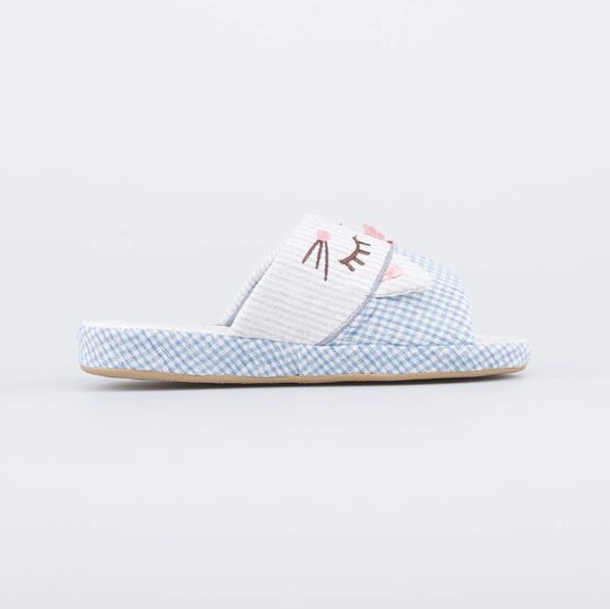 731161-11 Домашние детские тапочки Милая кошечка для девочки голубой фото №2