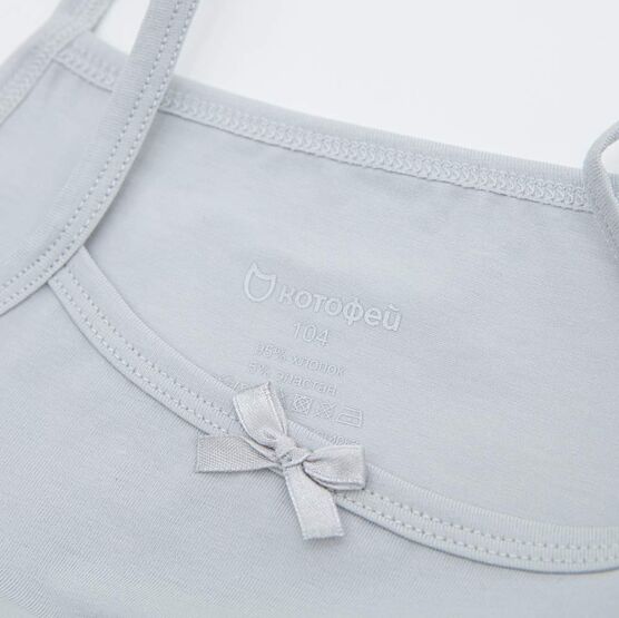 07854020-40 Майки для девочки 2 шт. белый+серый для девочки бел-сер фото №4