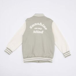 07808001-41 Трикотажная кофта-бомбер для девочки для девочки серый фото №2