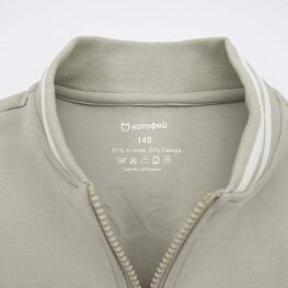 07808001-41 Трикотажная кофта-бомбер для девочки для девочки серый фото №3