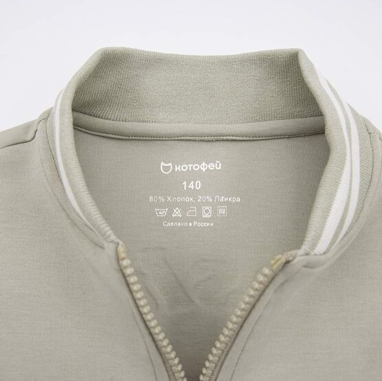 07808001-41 Трикотажная кофта-бомбер для девочки для девочки серый фото №3