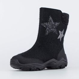 667034-42 Валенки на молнии Звезды черный для девочки черный