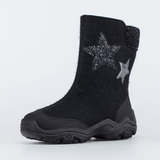 667034-42 Валенки на молнии Звезды черный для девочки черный