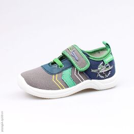 131104-11 Текстильная обувь для мальчики сер-зел