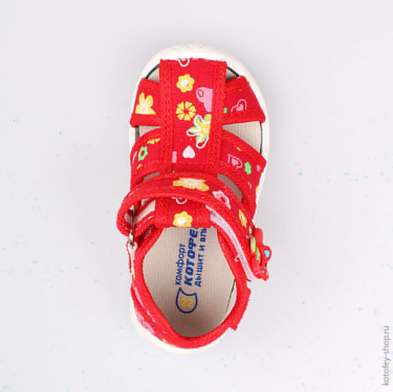 221036-11 Босоножки текстильные для девочки красный фото №4