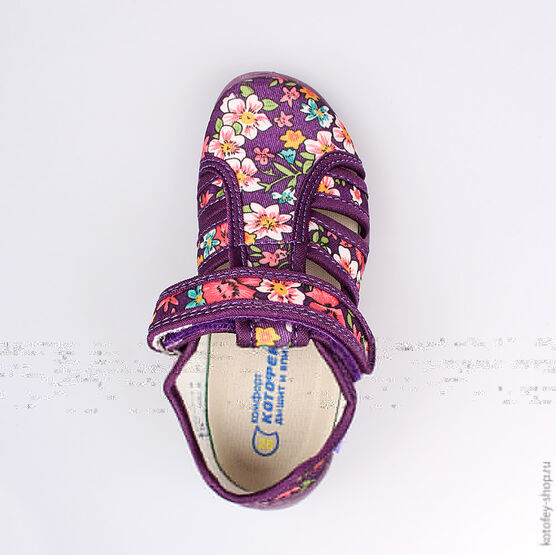 421019-12 Босоножки текстильные для девочки фиолетовый фото №4
