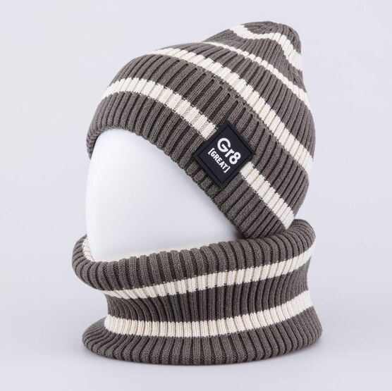 07704001-40 Комплект шапка+снуд бело-зеленый для мальчики белый + зеленый фото №2