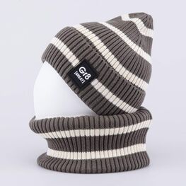 07704001-40 Комплект шапка+снуд бело-зеленый для мальчики белый + зеленый фото №3