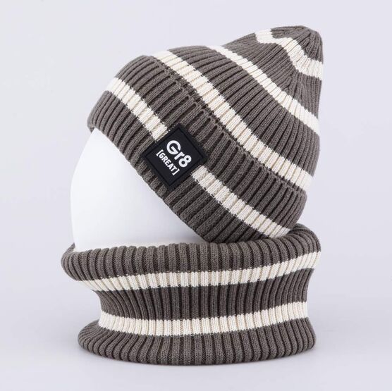 07704001-40 Комплект шапка+снуд бело-зеленый для мальчики белый + зеленый фото №3