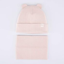 07704003-41 Комплект шапка с ушками+снуд бежевый для мальчики бежевый