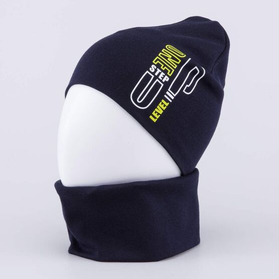 07704006-40 Комплект шапка+снуд темно-синий для мальчики темно-синий фото №2