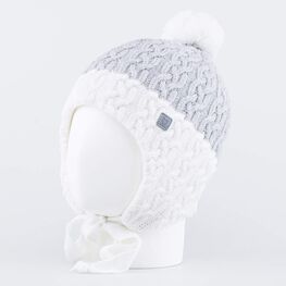 07811383-40 Шапка шерстяная для девочки для девочки серый + белый