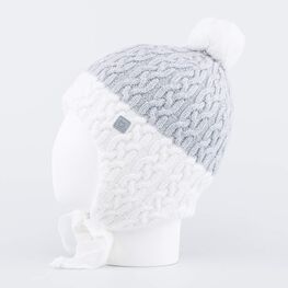 07811383-40 Шапка шерстяная для девочки для девочки серый + белый фото №2