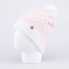 07811395-40 Шапка шерстяная для девочки для девочки розовый + белый