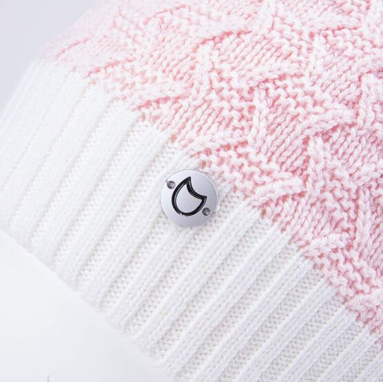 07811395-40 Шапка шерстяная для девочки для девочки розовый + белый фото №3