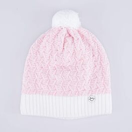 07811395-40 Шапка шерстяная для девочки для девочки розовый + белый фото №4