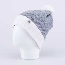 07811395-41 Шапка шерстяная для девочки для девочки серый + белый