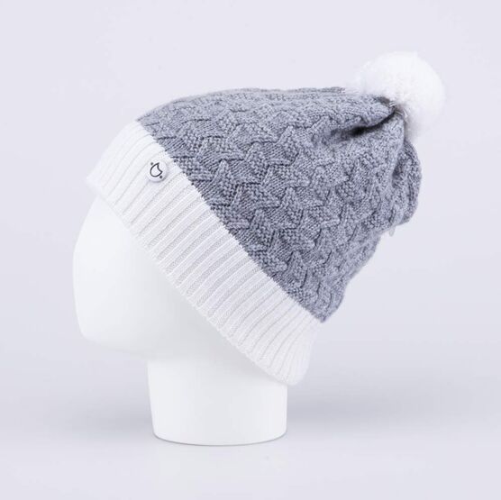 07811395-41 Шапка шерстяная для девочки для девочки серый + белый фото №2