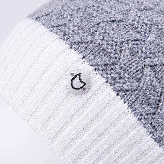 07811395-41 Шапка шерстяная для девочки для девочки серый + белый фото №3