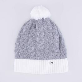 07811395-41 Шапка шерстяная для девочки для девочки серый + белый фото №4