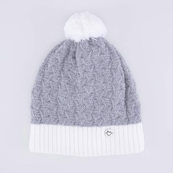 07811395-41 Шапка шерстяная для девочки для девочки серый + белый фото №4