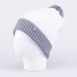 07811395-42 Шапка шерстяная для девочки для девочки серый + белый