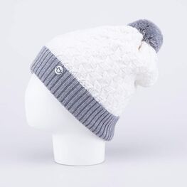 07811395-42 Шапка шерстяная для девочки для девочки серый + белый фото №2
