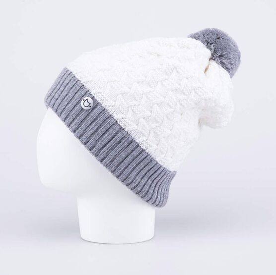 07811395-42 Шапка шерстяная для девочки для девочки серый + белый фото №2