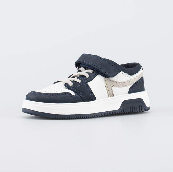 532340-12 Кожаные полуботинки-кеды для мальчика для мальчики белый + синий