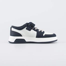 532340-12 Кожаные полуботинки-кеды для мальчика для мальчики белый + синий фото №2