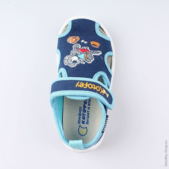 221056-11 Сандалии текстильные для мальчики син-гол фото №4
