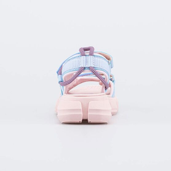524077-18 Пляжные сандалии на липучках для девочки для девочки розовый + голубой фото №5