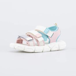 524107-11 Пляжные сандалии для девочки Нежность для девочки бежевый + голубой