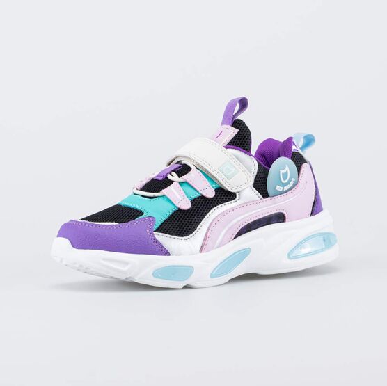 544206-74 Светящиеся кроссовки для девочки для девочки черный + фиолетовый