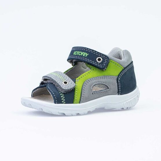 122160-22 Сандалии из натурального нубука для мальчика для мальчики син-сер-сал