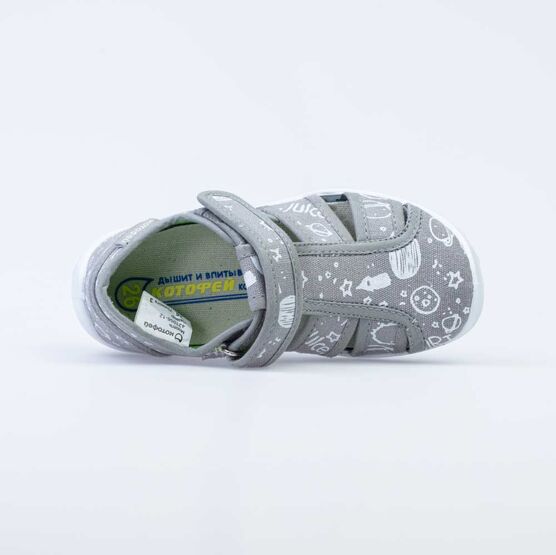 421056-12 Сандалии текстильные для мальчики серый фото №4